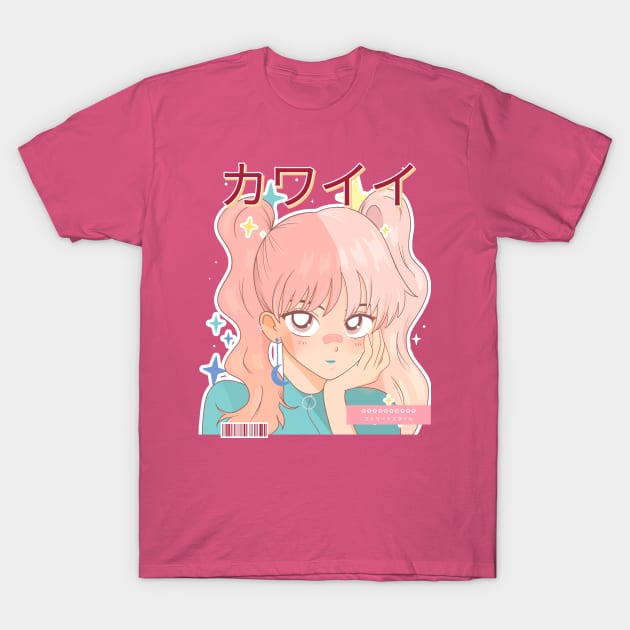 Cute Smiling Anime Girl v2 - Anime Lover T-Shirt by Dener Queiroz